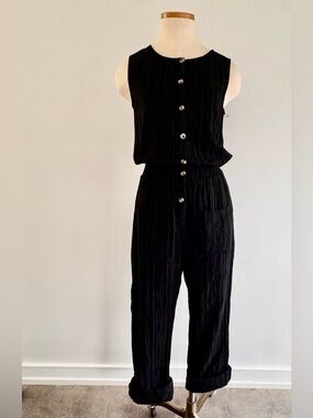 Callahan Black Button-Down Jumpsuit